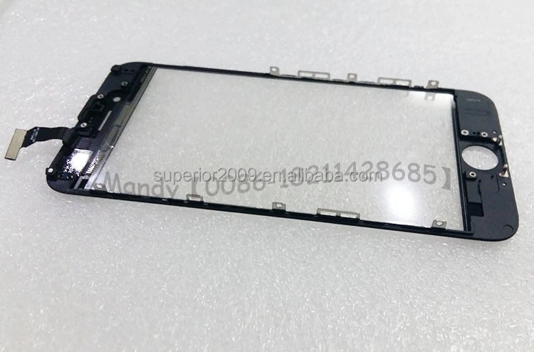 Top quality mobile phone touch screen for iphone 6 plus front glass with flex cable with frame for iphone 5 5s 4