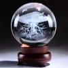 Transparent 3d laser engraved fengshui crystal ball with base in crystal crafts for home decoration