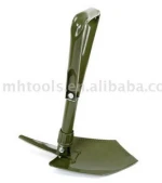 Tri-fold shovel with pickaxe