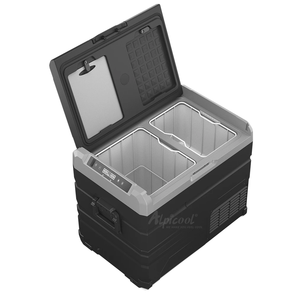 TW45 White Individual Mini Car Fridge freezer cool box With Removable Battery & Solar Power Charge jack DC 12/24V compressor box
