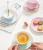 Import UCHOME  European ceramic coffee cup and saucer set creative simple household wave point coffee cup with shelf tea cup set from China