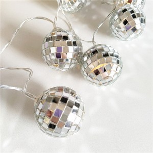 Unique design flashing mix color home decoration disco ball light string with battery