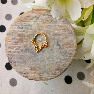 Unique Septum Design Gold Plated Bridal Wedding Fancy Nose Ring Jewelry