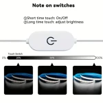 USB 5V COB Led Strip Light 3.28FT/1M LED Strip Light with Remote Dimmer Switch 6500k White LED Strip Light