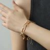 Vintage Jewelry Bracelets Gold Irregular Alloy Paperclip Chain Bracelet For Women