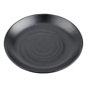 W7009 9&quot; Kitchen Plastic Decorative Customized Logo Reusable Matte Black Dinner Melamine Plate Sets Dinnerware Charger Storage