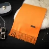 Warm British style imitate Cashmere unisex tassel plaid scarf New Design Cashmere Plain Color Mixed Knitted Scarf With Tassel