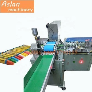 wax crayon wrapper / oil crayon label machine / crayon wrapping labelling machine