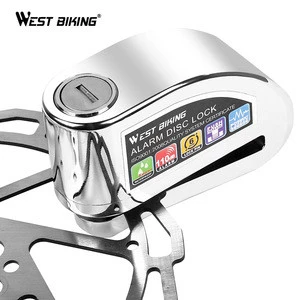 WEST BIKING 110DB Bike Alarm Lock Bicycle Anti-theft Alarm Waterproof Wheel Disc Brake Security Safety Siren Lock Bicycle Lock