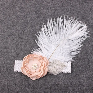 White feathers Indian Flowers diamonds Ostrich feather Hair Accessory,HairBand/Headband,Hair Bow