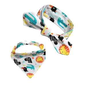Wholesale 100% cotton infant girl bow headband kids newborn towel baby bandana set