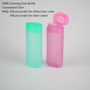 wholesale 50ml HDPE plastic bottle for chewing gum with easy pull lid