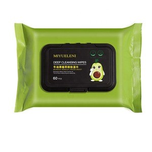 Wholesale 60pcs Avocado Face Wipes Makeup Remover Natural Private Label Makeup Remover Wipes