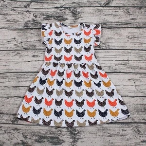Wholesale boutique girl kids chicken printed party girl dress for baby dress