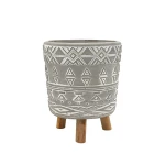 Wholesale concrete flower pot bonsai pots plant flower pot planter with wood legs
