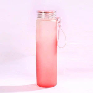 Wholesale Custom Frosted coloured crystal glass water bottles with straw