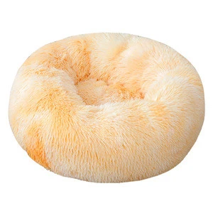 Wholesale Custom Luxury Soft Plush Warm Pet Bed Cushion Sofa Donut Round Cat Dog Bed