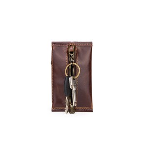 Wholesale dropshipping OEM ODM customize Contacts cowhide leather slim purse coin pocket wallet key holder wallet