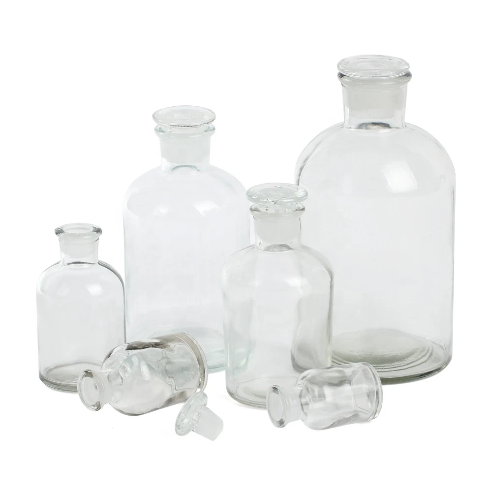 Wholesale empty transparency chemical glass reagent bottle