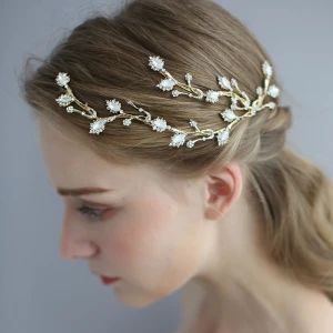 Wholesale Handmade Hair Vine Crystal Fancy Bridal Accessories Crystal Rhinestone Opal Wedding Women Headpiece