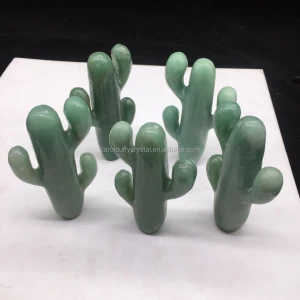 Wholesale High Quality Natural Green Aventurine Quartz Crystal carved Cactus Healing for Decoration Gifts