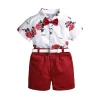 Wholesale Kids Clothes Boys Summer Cotton Party Suits Short Sleeve Flower Shirts and Shorts for Kids Wear Clothing Clothing Sets