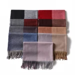 Wholesale Ladies Big Plaid Scarves Shawls Custom Winter Women Printed Tassel Fringe Pashmina Scarf Cashmere