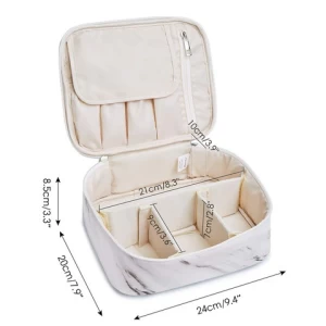 Wholesale Professional Waterproof Makeup Storage Handbag Marble Travel Lightweight Cosmetic Organizer Tote Bag