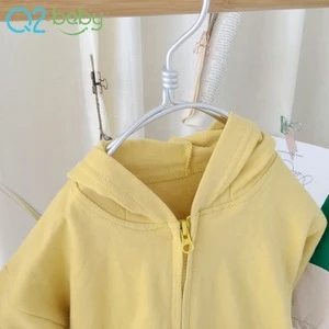 Wholesale simple double color Spandex / cotton baby zip hoodie 1861