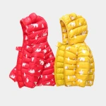 Winter Children Cotton Down Jacket,Boy and Girl Baby Plus Velvet Thick Cute Hooded Cotton Coat