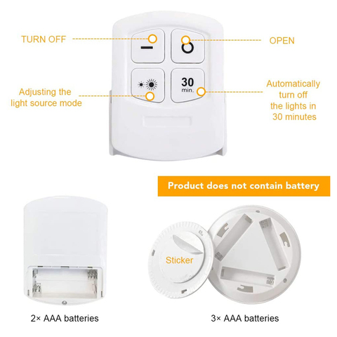 Buy Wireless Led Puck Light 3 Pack With Remote Control Under Cabinet ...