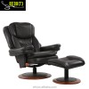 WKL PU leather bent wood base easy swivel recliner chair with ottoman