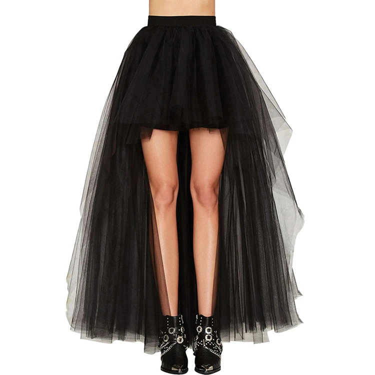 Women TUTU Skirt Black Chiffon Tulle Cheap Swing Petticoat Adult Stage Skirt