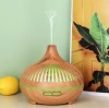 Wood grain humidifier ultrasonic hollow-out essential oil aromatherapist 500ML remote control colorful light air purifier