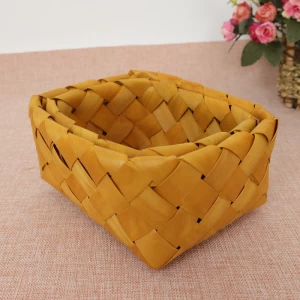 Wooden basket hand-woven gift basket Wood Chip Handmade Craft Gift Storage Baskets