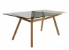 Wooden frame glass top dining table