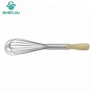 Wooden handle Stainless Steel Egg Whisk In Egg Tools