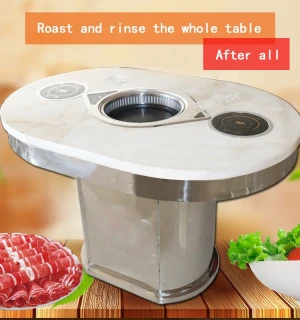 Yawei stainless steel hot pot barbecue integrated table