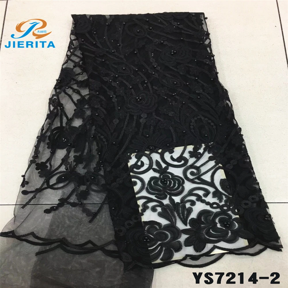 YS7214-1 New design sequins and beaded quality hot sales 3d embroidery net tulle fabric for lady