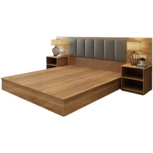 Nature Design Hotel Bedroom set Oak upholstered Panel Bed Platform Wooden Bed
