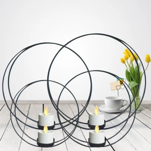 Wholesale Modern design moon shape set of 4 metal ring candle stick holder set for home decor