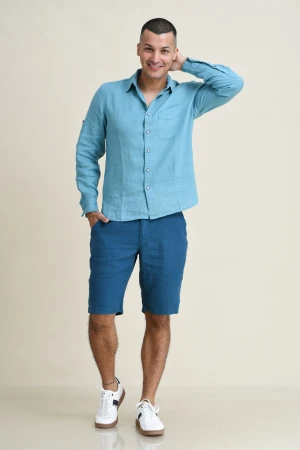 LINEN ROLL-UP SHORTS- STRAIGHT-LEG