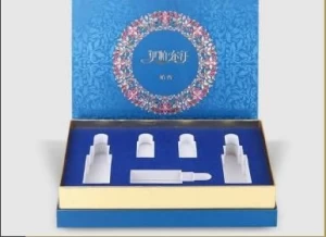 Cosmetic flip book type box with EVA insert