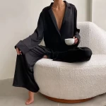 Oversized Satin Silk Sleepwear Low Cut Sexy Pajamas