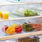 Clear fridge organizer storage bin