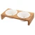 Import High Quality Wooden Support Pet Bowls Dog Bowl Ceramic Double Bowls Set For Cats from China