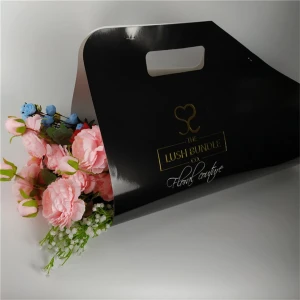 Custom design rose flowers packaging paper shopping bag for flower shop