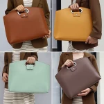 Simple advanced sense waterproof laptop bag Fashion large capacity Tote bag work commuting briefcase Synthetic leather
