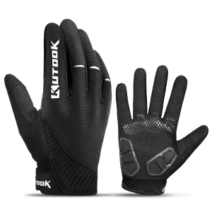 KUTOOK Cycling Gloves Full Finger Breathable Touch Screen Anti-Slip Pad MTB Bike Gloves for Men Women Black