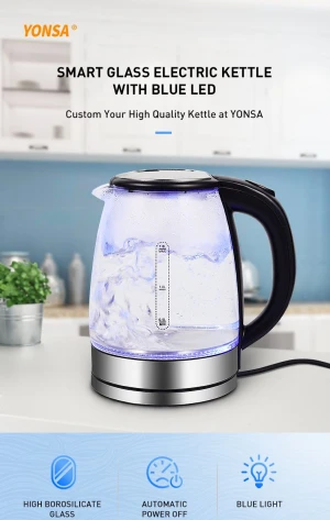 Yonsa Free Sample Large Capacity 110V 1.7L 1.8L Glass Stainless Steel Water Tea Parts Electric Kettle